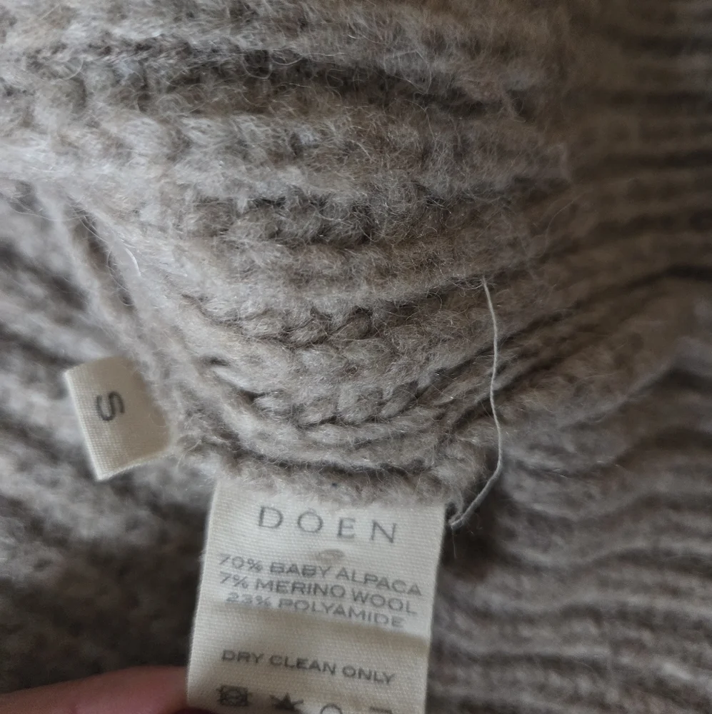 Doen Adelia Beige Alpaca Wool Cardigan Sweater Size Small - Picture 4 of 8